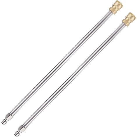 Lot de 2 Rallonge Nettoyeur Haute Pression,17“ 5000 psi Outils de Nettoyage Lance Rechange pour Nttoyeur Haute Pression, Pistolet, Machine de Nettoyage avec Connexion Rapide 1/4,SEMAket,argent