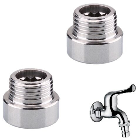 Lot de 2 rallonges de robinet 1/2", en acier inoxydable, rallonge de pommeau de douche, raccord fileté pour raccordement d'eau, robinet d'arrêt, robinetterie, valves d'angle (longueur 1 cm)