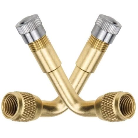 Lot de 2 rallonges de valve à 90 degrés en cuivre Extension de valve de pneu pour voiture, moto, vélo ou scooter