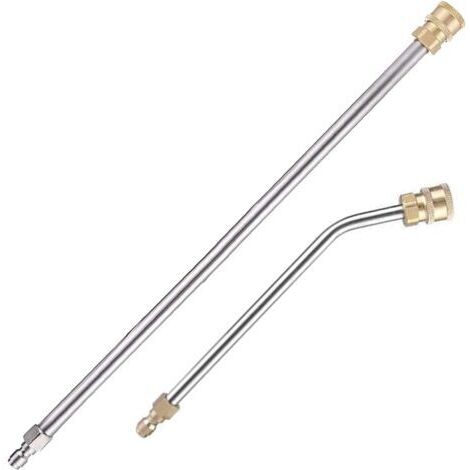 Lot de 2 rallonges pour nettoyeur haute pression, lance d'extension (38 cm) + tige d'extension incurvée à 30° (22 cm), connexion rapide de 6,35 mm, 4000 psi