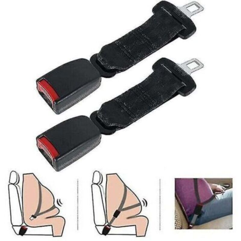 Lot de 2 rallonges universelles de ceinture de sécurité auto, réglables, 23 cm, beiges.