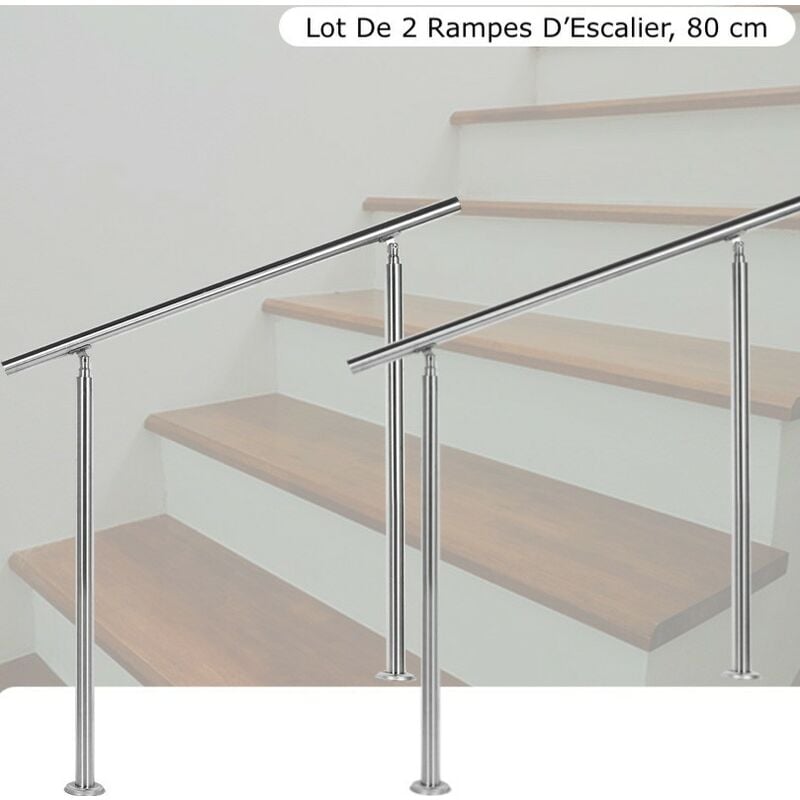Le Poisson Qui Jardine - Lot de 2 : Rampes D'Escalier Sur Pieds 80 cm En Acier Inoxydable - Acier