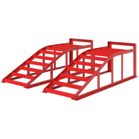 Lot de 2 rampes auto en acier, antidérapantes, 83,5 x 30,5 x 27 cm, rouge