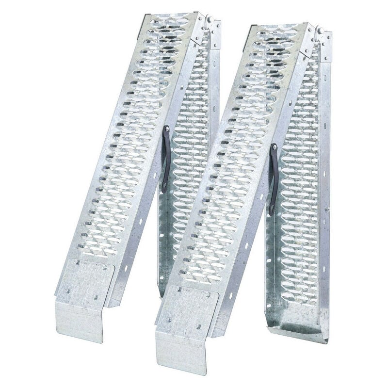 Rampes de chargement pliables - Acier renforcé - Lot de 2 - Galavanisées - Poids max 440 Kg - Largeur : 22cm - Long : 190cm