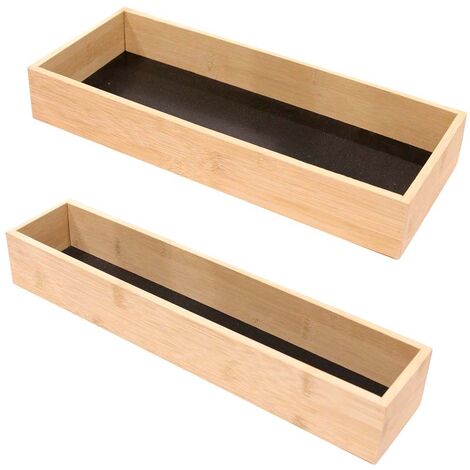 Lot de 2 rangements en bambou pour tiroir – Dimensions 38x8x7cm et 38x15x7cm – Fond noir pour organisation élégante – Cook Concept