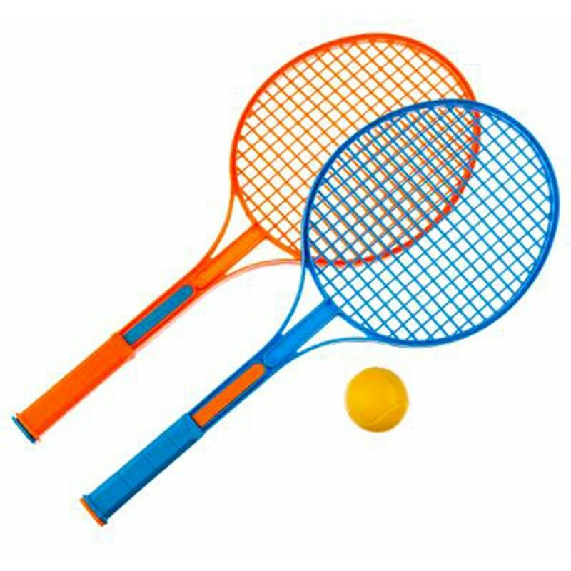 Lot de 2 Raquettes de Tennis '1 Balle' 52cm Orange & Bleu