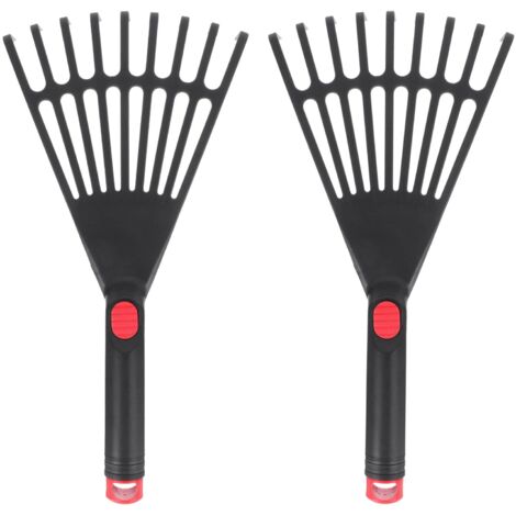 Lot de 2 râteaux de Jardin à Main en Plastique avec poignée Ergonomique, Petit râteau pour Feuilles, Jardinage, Culture, ameublir Le Sol et étaler Le paillis