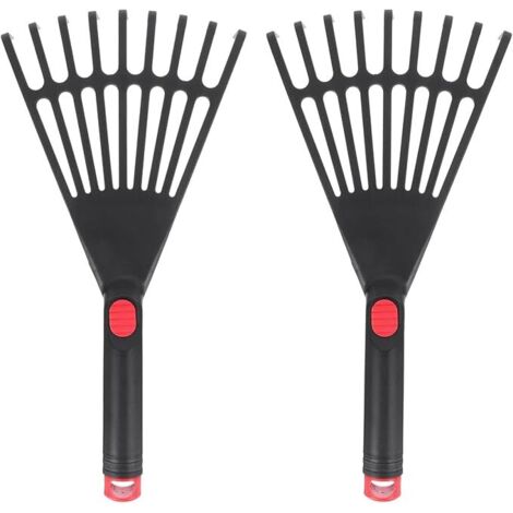 Lot de 2 râteaux de Jardin à Main en Plastique avec poignée Ergonomique, Petit râteau pour Feuilles, Jardinage, Culture, ameublir Le Sol et étaler Le paillis