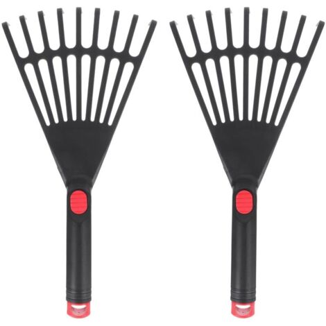 Lot de 2 râteaux de Jardin à Main en Plastique avec poignée Ergonomique, Petit râteau pour Feuilles, Jardinage, Culture, ameublir Le Sol et étaler Le paillis