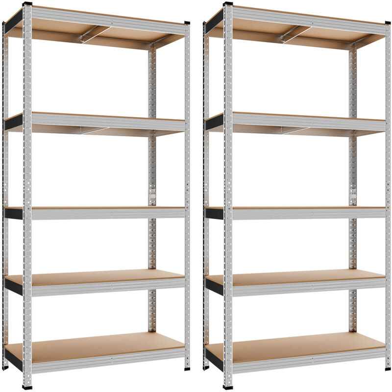 Lot de 2 Rayonnage 5 niveaux - Étagères de Rangement 40 x 90 x 180 cm