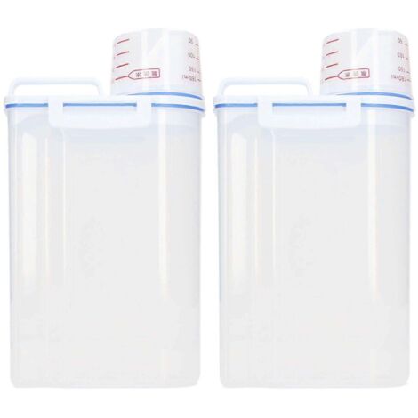 Lot de 2 récipients de stockage pour riz, haricots, céréales et autres aliments secs, en plastique de 2,5 L avec bec verseur.
