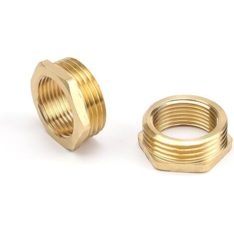 Lot de 2 réducteurs de 1" à 3 4" en laiton - Filetage extérieur 3/4" femelle vers 1" mâle - Raccord fileté en laiton - Pour raccord de tuyau