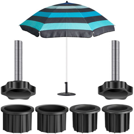Lot de 2 Réducteurs pour Pied de Parasol - Acier Inoxydable et PP Noir - Compatible avec Poteaux Jusqu'à 55 mm - Pour Stabilisation Extérieure