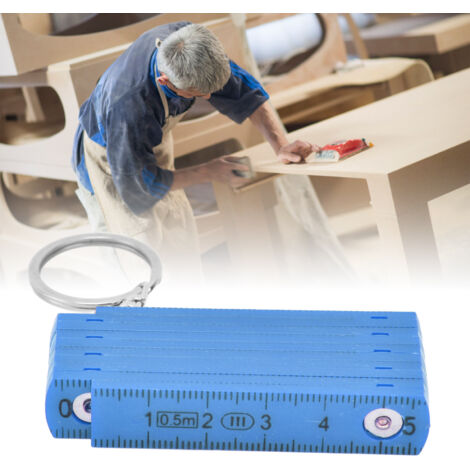 Lot de 2 Règles Pliantes en ABS 0.5M 10 Plis pour Menuiserie avec Porte-Clés Bleu - KZQ