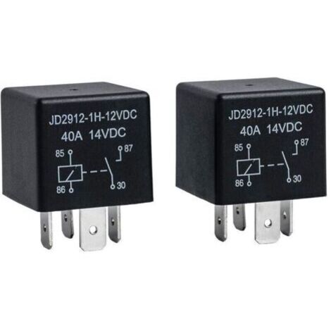 Lot de 2 relais automobiles 4 broches 12 V 40 A, numéro de modèle : JD2912-1H-12VDC 40 A 14VDC, interrupteur de relais automobile, interrupteurs et démarreurs automatiques.