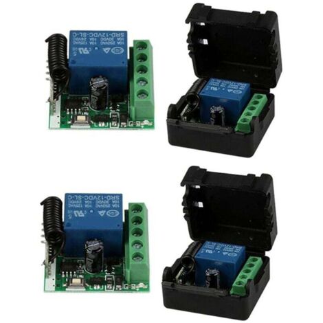 Lot de 2 Relais Télécommande Sans Fil Universelle 12V 1 Canal 433MHz Récepteur Émetteur Bouton DIY