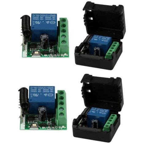 Lot de 2 Relais Télécommande Sans Fil Universelle 12V 1 Canal 433MHz Récepteur Émetteur Bouton DIY