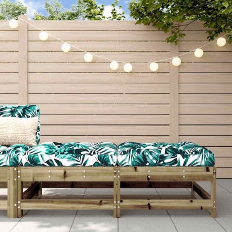Lot de 2 Repose-pied，Tabouret de pied，Poufs de jardin avec coussins bois de pin imprégné CNENE246444