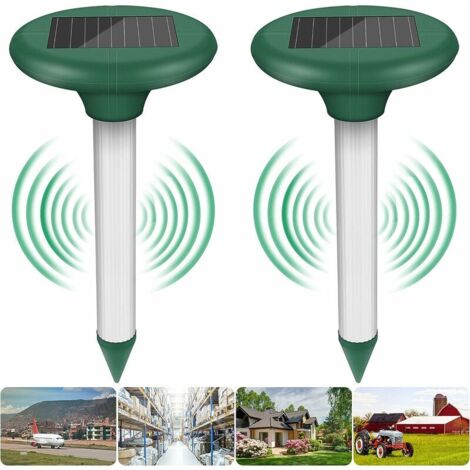 Lot de 2 répulsifs à Taupes Solaire Souris Repeller, Anti Repousser Taupes Serpents - Répulsif à Insectes sonique d'extérieur - Énergie Solaire pour Taupes, Serpents, campagnols, Gophers