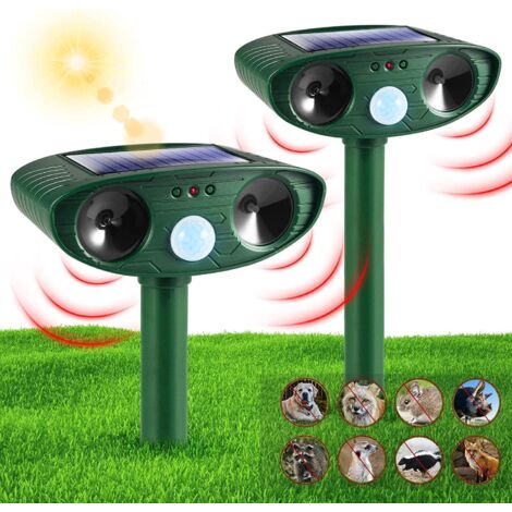 Lot De 2 Répulsifs À Ultrasons Pour Chats, Répulsif À Ultrasons Pour Chats D'extérieur, Répulsif Pour Chiens, Chargé À L'énergie Solaire, Chargement U