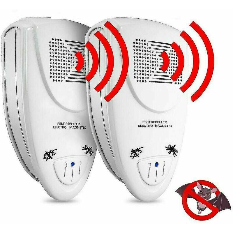 Lot de 2 répulsifs à ultrasons pour chauves-souris – Débarrassez-vous des chauves-souris en 72 heures eu plug