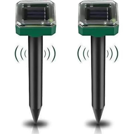 Lot de 2 répulsifs anti-taupes à énergie solaire pour jardin, répulsif antiparasitaire étanche IP65 pour gopher, campagnol et serpent – ​​Répulsif animal haute sensibilité pour pelouse, jardin, cour