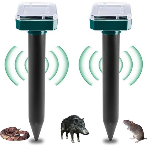 Lot de 2 répulsifs solaires anti-taupes : répulsif solaire contre les taupes IP65 étanche pour l'extérieur pour repousser les taupes dans les pelouses et jardins