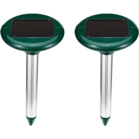 Lot de 2 Répulsifs Solaires Extérieurs Anti-Souris et Taupes, Ultrasons Électroniques Imperméables (15x31,5 cm)