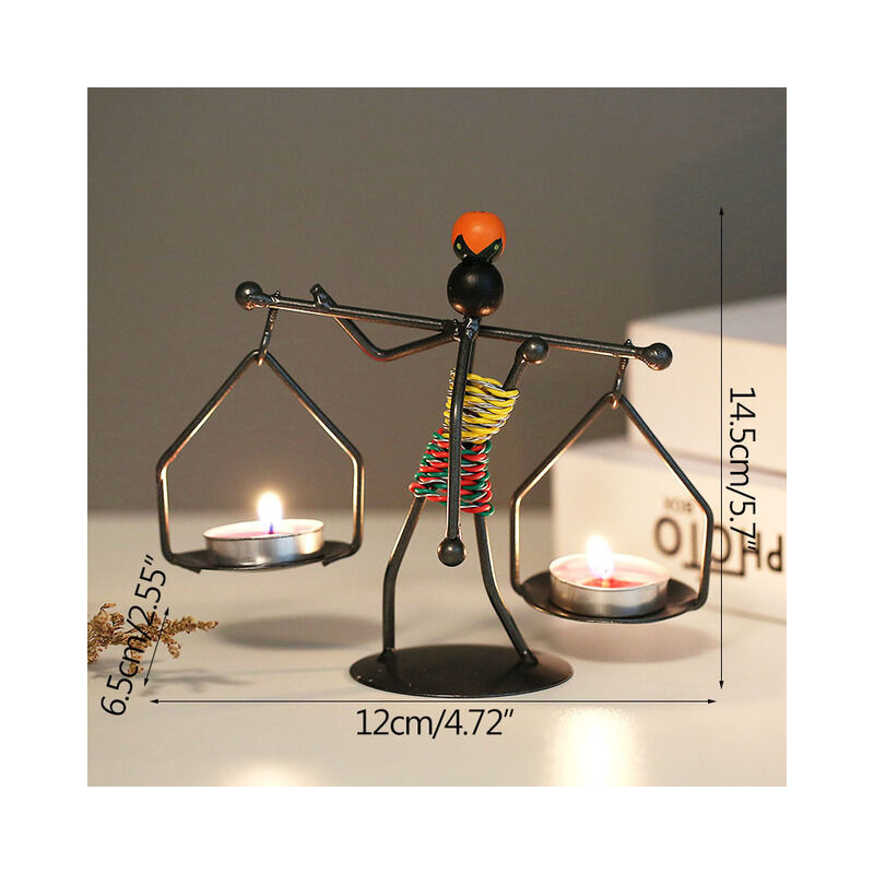 Lot de 2 Rétro en Fer Noir Bougeoirs pour Tables,bougeoir Vintage en Forme de Petite Fille avec Corde de Chanvre pour la Maison,la Saint-Valentin,Le