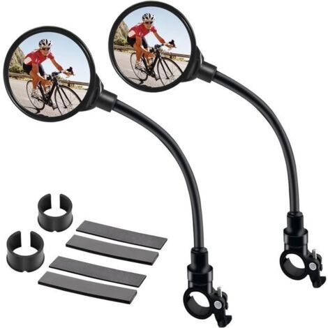 Lot de 2 Retroviseur Velo, Rétroviseurs de Vélo Grand Angle Rotatifs à 360° pour Vélo de Montagne, Vélo électrique