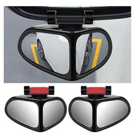 Lot de 2 rétroviseurs d'angle mort 2 en 1 pour voiture, rétroviseur grand angle réglable à rotation à 360 degrés, rétroviseur auxiliaire universel HD pour véhicule, camion, SUV (noir)