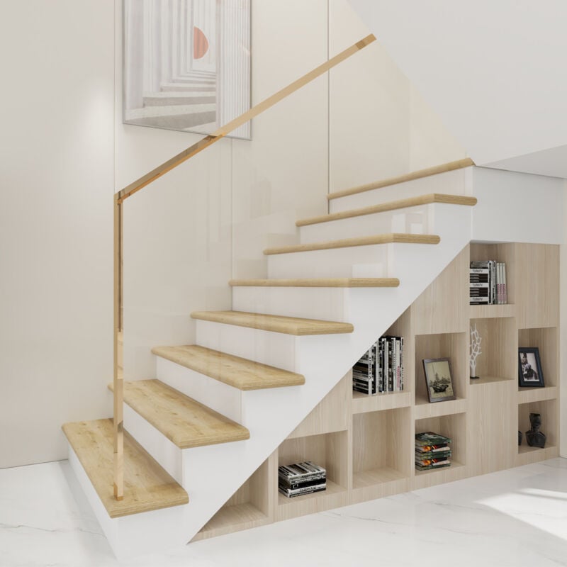 Neu.holz - Lot de 2 revêtements d'escalier Bunschoten 120 x 32 cm effet chêne