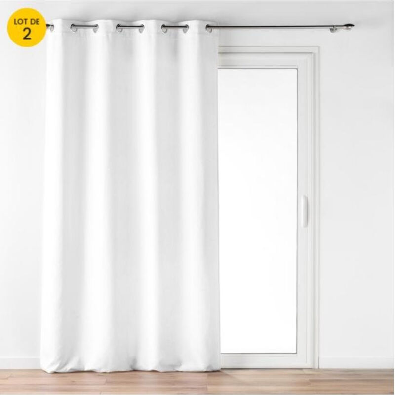 Lot de 2 Rideau a oeillets 140 x 260 cm velours à relief Verra Blanc