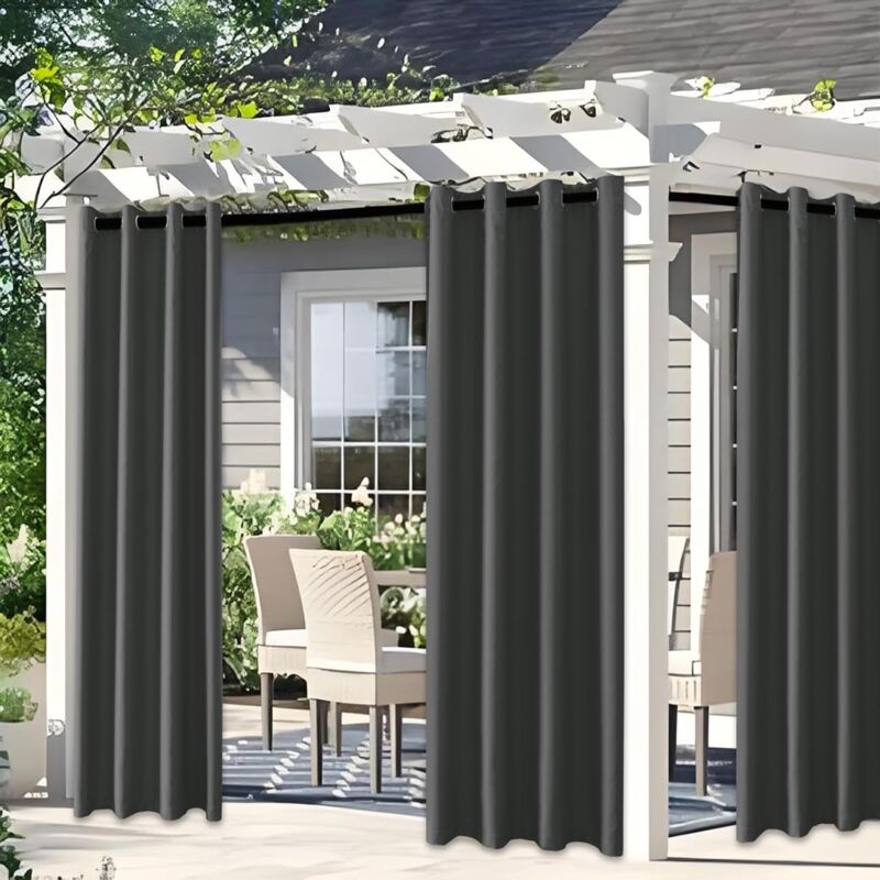 Lot de 2 Rideau Occultant Thermique Rideaux Occultants à Oeillets Isolation Lumineux Anti uv Noir - 132x213CM