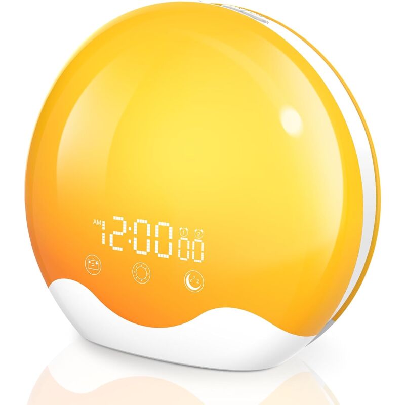 Sunxury - Réveil avec lumière,Reveil Lumineux Simulateur d'aube,Sunset Lamp Écran tactile Réveil lumineux double face Pour les traverses