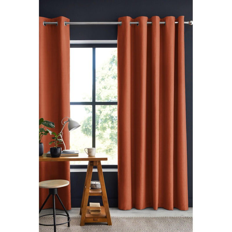 Cdaffaires - Lot de 2 Rideaux 100% occultant luxe 140 x 260 cm Obscure Terracotta
