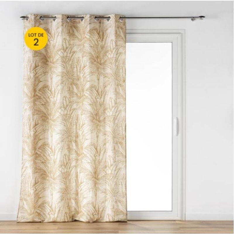 Lot de 2 rideaux a oeillets 140 x 240 cm coton/polyester imprime Dune