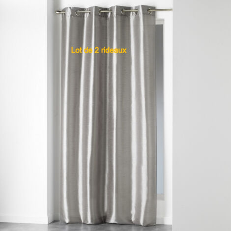 Lot de 2 rideaux a oeillets 140 x 240 cm shantung uni shana Perle