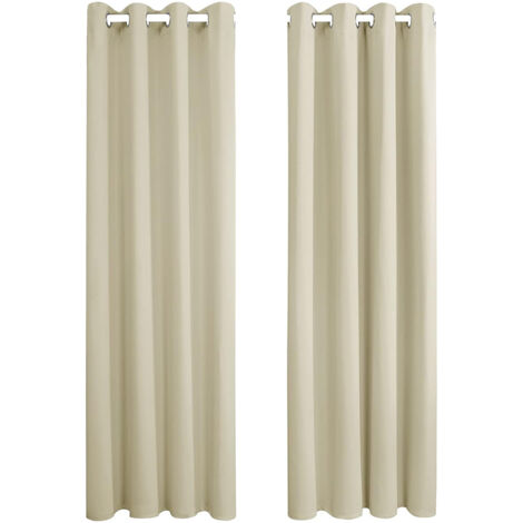 Lot de 2 rideaux à œillets, rideau opaque, rideau occultant, salon, chambre, stores, cuisine, 240 x 140 cm (L x l), beige
