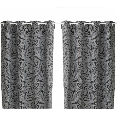 Lot de 2 rideaux à tissu jacquard à motifs feuilles FOLHA