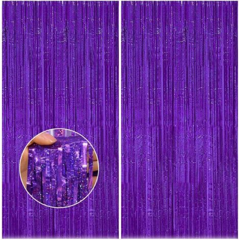 Lot de 2 rideaux de fond, guirlandes pailletées, pour fête d'anniversaire, discothèque, Nouvel An, fête, mariage, Noël, décorations violettes