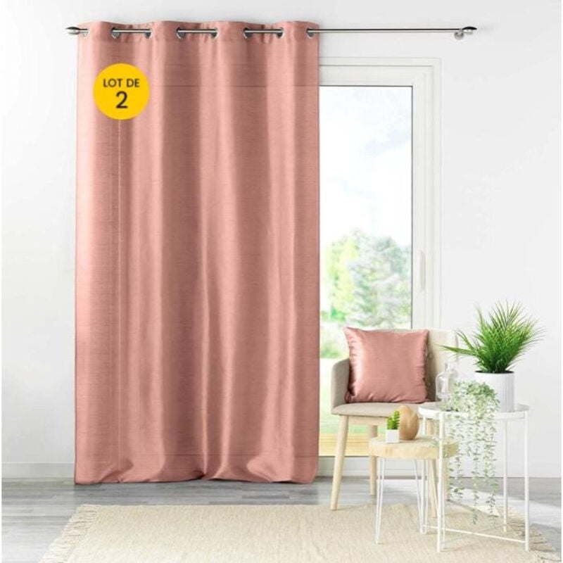 Lot de 2 rideaux effet soie 140 x 240 cm Shana Rose poudré