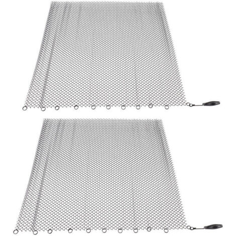 Lot de 2 rideaux en maille pour cheminée, chaîne de protection contre les étincelles robuste, écran de rechange en métal à suspendre pour cheminée à bois (61 x 45,7 cm)