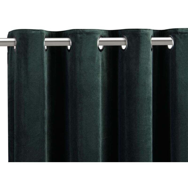 Vente-unique - Lot de 2 rideaux en velours - l. 135 x h. 260 cm - Vert sapin - kolami