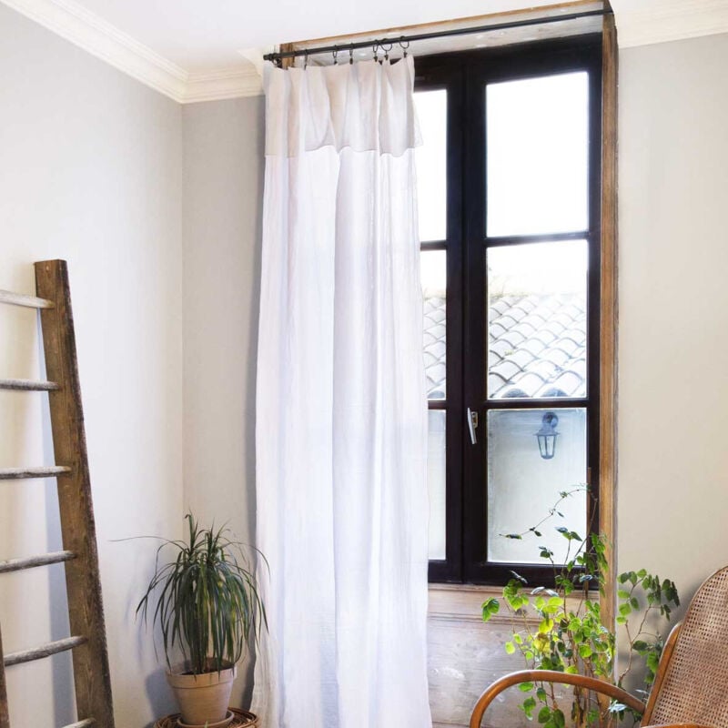 Lot de 2 rideaux gaze de coton 140x300 cm Blanc