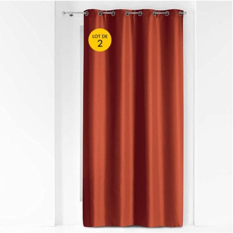 Lot de 2 rideaux grande hauteur à œillets 140 x 280 cm polyester Essentiel Terracotta