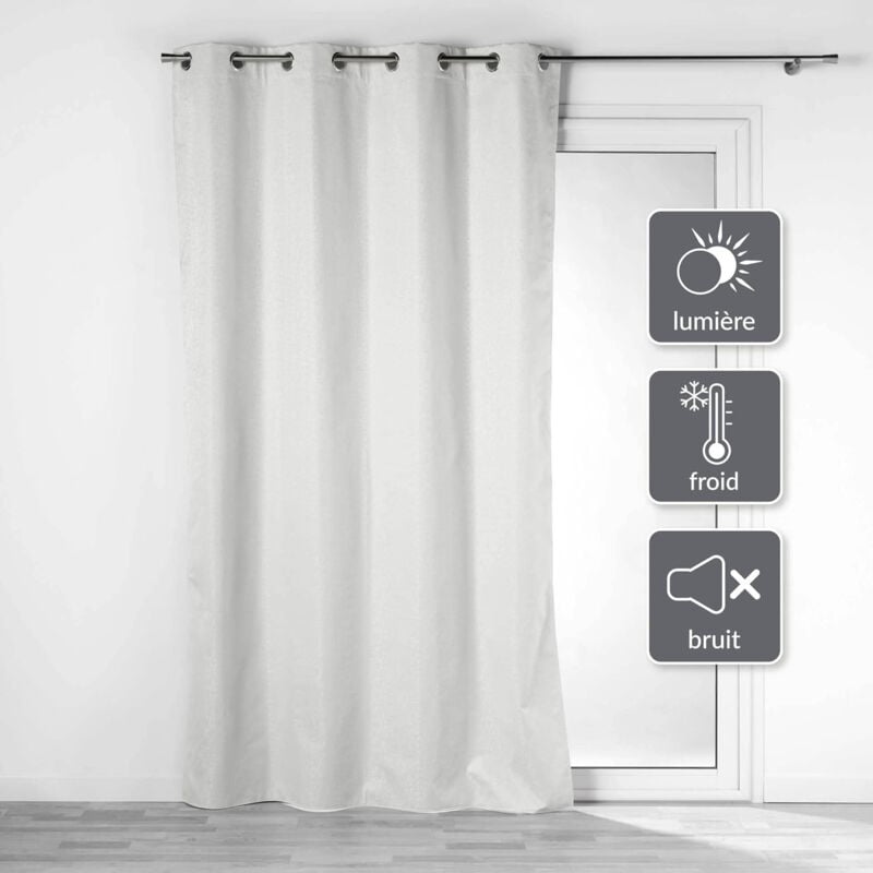 Cdaffaires - Lot de 2 rideaux isolant phonique thermique occultant 140 x 260 cm Darcko Gris pâle
