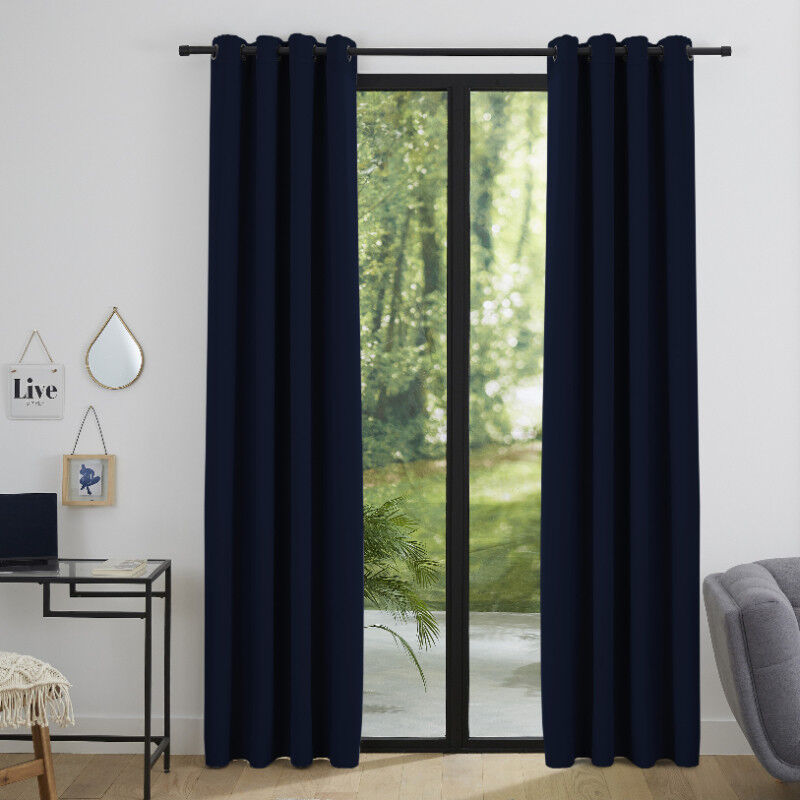 Univers Decor - Lot de 2 Rideaux occultant 140 x 260 cm 'Night' Bleu Nuit