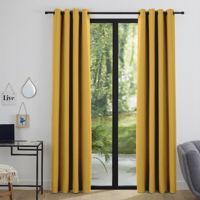 Lot de 2 Rideaux occultant 140 x 260 cm 'Night' Miel