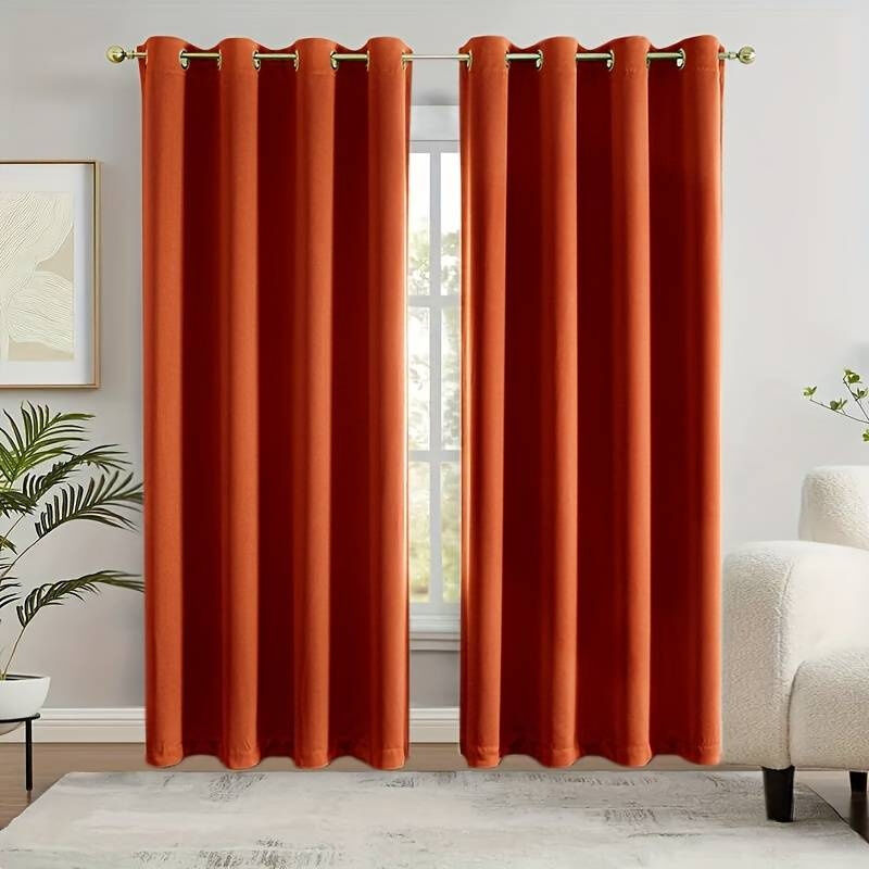 Douceur D'intérieur - Lot de 2 Rideaux occultant a oeillets 135 x 240 cm Occult Terracotta